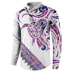 Mawhero Paua shell Kowhaiwhai Taniko Personalised Button Sweatshirt Turtle Tattoo Maori Tribal Style
