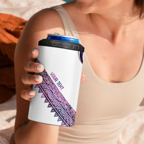 Mawhero Paua shell Kowhaiwhai Taniko Personalised 4 in 1 Can Cooler Tumbler Turtle Tattoo Maori Tribal Style