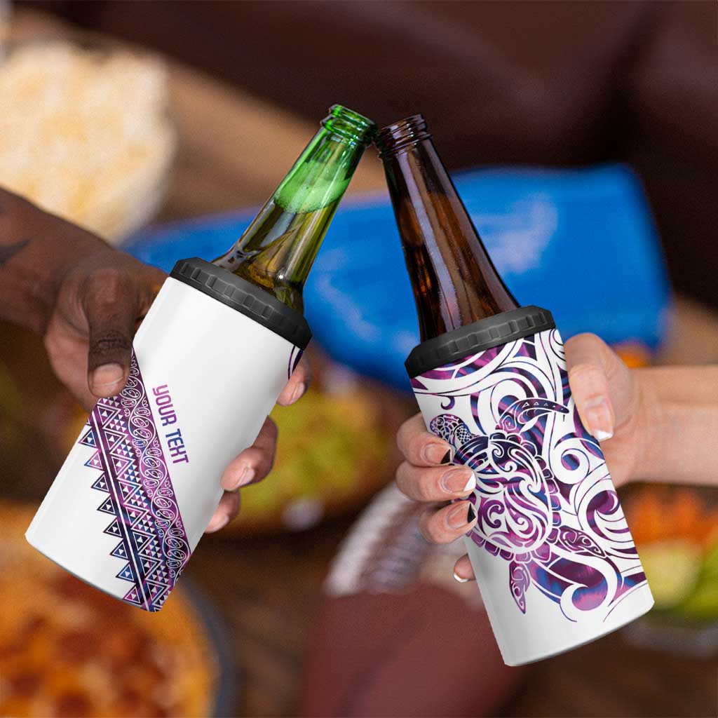 Mawhero Paua shell Kowhaiwhai Taniko Personalised 4 in 1 Can Cooler Tumbler Turtle Tattoo Maori Tribal Style