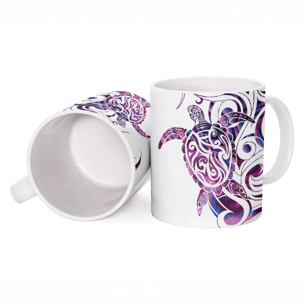 Mawhero Paua shell Kowhaiwhai Taniko Personalised Ceramic Mug Turtle Tattoo Maori Tribal Style