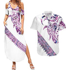 Mawhero Paua shell Kowhaiwhai Taniko Personalised Couples Matching Summer Maxi Dress and Hawaiian Shirt Turtle Tattoo Maori Tribal Style