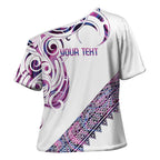 Mawhero Paua shell Kowhaiwhai Taniko Personalised Cross Shoulder Shirt Turtle Tattoo Maori Tribal Style
