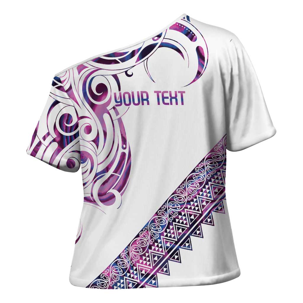 Mawhero Paua shell Kowhaiwhai Taniko Personalised Cross Shoulder Shirt Turtle Tattoo Maori Tribal Style