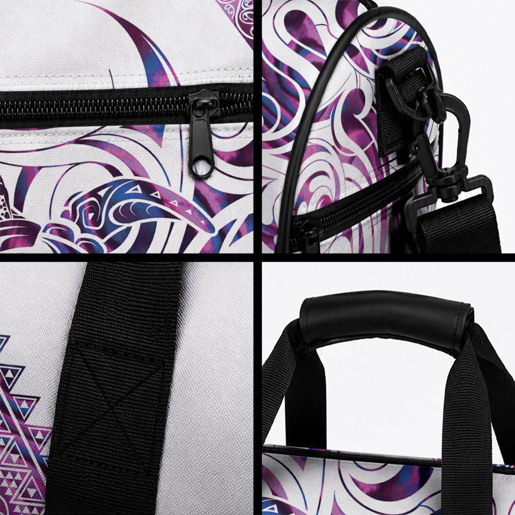 Mawhero Paua shell Kowhaiwhai Taniko Personalised Duffle Bag Turtle Tattoo Maori Tribal Style