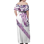 Mawhero Paua shell Kowhaiwhai Taniko Personalised Family Matching Off Shoulder Maxi Dress and Hawaiian Shirt Turtle Tattoo Maori Tribal Style