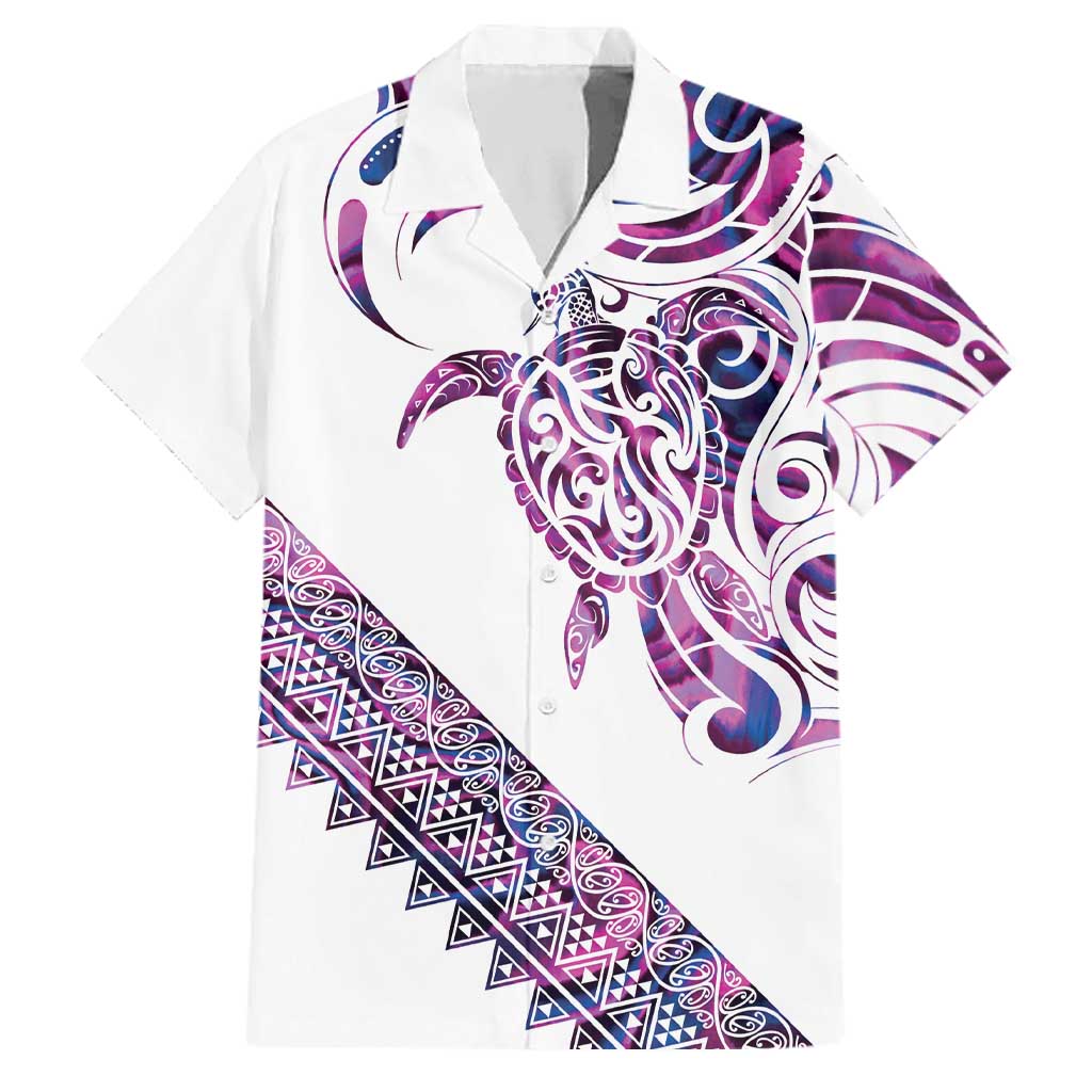 Mawhero Paua shell Kowhaiwhai Taniko Personalised Family Matching Off Shoulder Short Dress and Hawaiian Shirt Turtle Tattoo Maori Tribal Style
