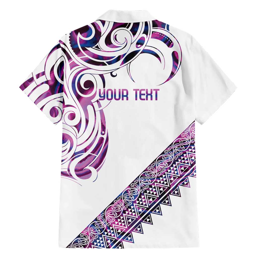 Mawhero Paua shell Kowhaiwhai Taniko Personalised Family Matching Off Shoulder Short Dress and Hawaiian Shirt Turtle Tattoo Maori Tribal Style