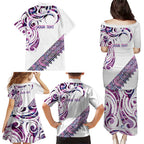 Mawhero Paua shell Kowhaiwhai Taniko Personalised Family Matching Puletasi and Hawaiian Shirt Turtle Tattoo Maori Tribal Style