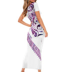 Mawhero Paua shell Kowhaiwhai Taniko Personalised Family Matching Short Sleeve Bodycon Dress and Hawaiian Shirt Turtle Tattoo Maori Tribal Style
