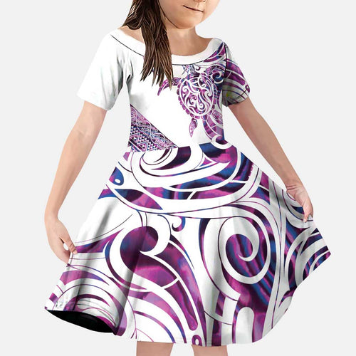 Mawhero Paua shell Kowhaiwhai Taniko Personalised Family Matching Tank Maxi Dress and Hawaiian Shirt Turtle Tattoo Maori Tribal Style