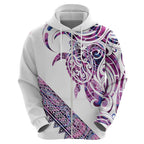 Mawhero Paua shell Kowhaiwhai Taniko Personalised Hoodie Turtle Tattoo Maori Tribal Style