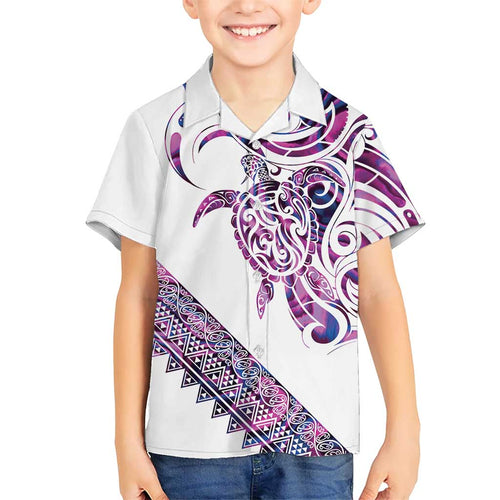 Mawhero Paua shell Kowhaiwhai Taniko Personalised Kid Hawaiian Shirt Turtle Tattoo Maori Tribal Style