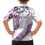 Mawhero Paua shell Kowhaiwhai Taniko Personalised Kid Hawaiian Shirt Turtle Tattoo Maori Tribal Style