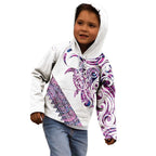 Mawhero Paua shell Kowhaiwhai Taniko Personalised Kid Hoodie Turtle Tattoo Maori Tribal Style