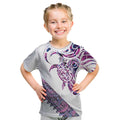 Mawhero Paua shell Kowhaiwhai Taniko Personalised Kid T Shirt Turtle Tattoo Maori Tribal Style