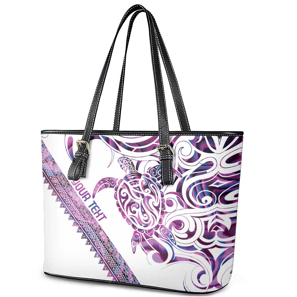 Mawhero Paua shell Kowhaiwhai Taniko Personalised Leather Tote Bag Turtle Tattoo Maori Tribal Style