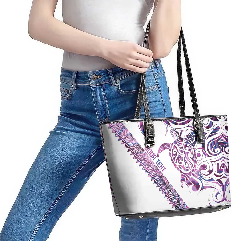 Mawhero Paua shell Kowhaiwhai Taniko Personalised Leather Tote Bag Turtle Tattoo Maori Tribal Style