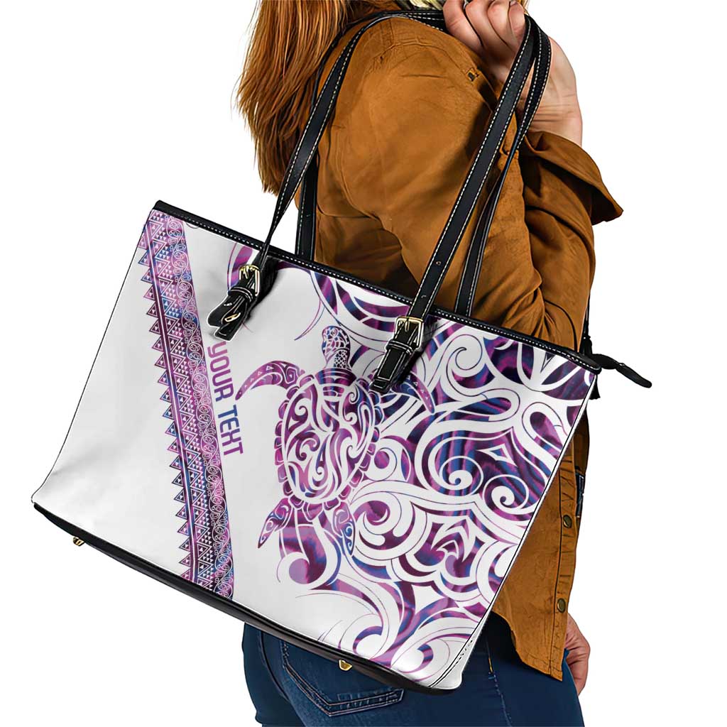 Mawhero Paua shell Kowhaiwhai Taniko Personalised Leather Tote Bag Turtle Tattoo Maori Tribal Style
