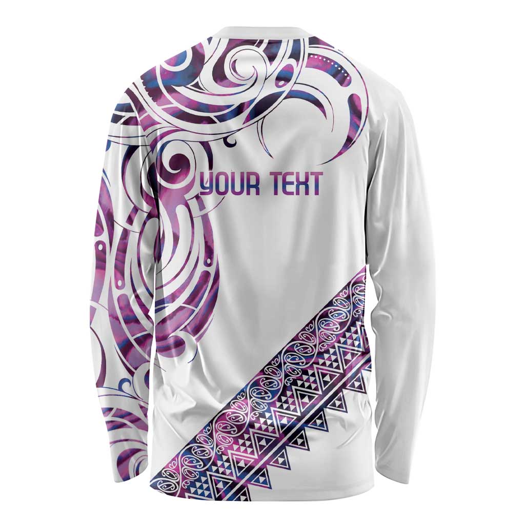 Mawhero Paua shell Kowhaiwhai Taniko Personalised Long Sleeve Shirt Turtle Tattoo Maori Tribal Style