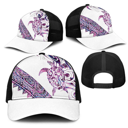 Mawhero Paua shell Kowhaiwhai Taniko Mesh Trucker Cap Turtle Tattoo Maori Tribal Style