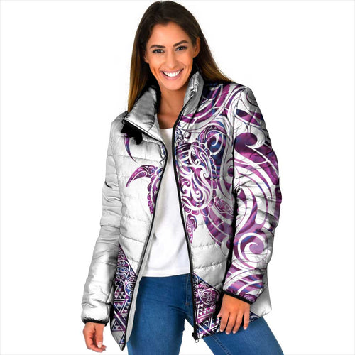 Mawhero Paua shell Kowhaiwhai Taniko Personalised Padded Jacket Turtle Tattoo Maori Tribal Style