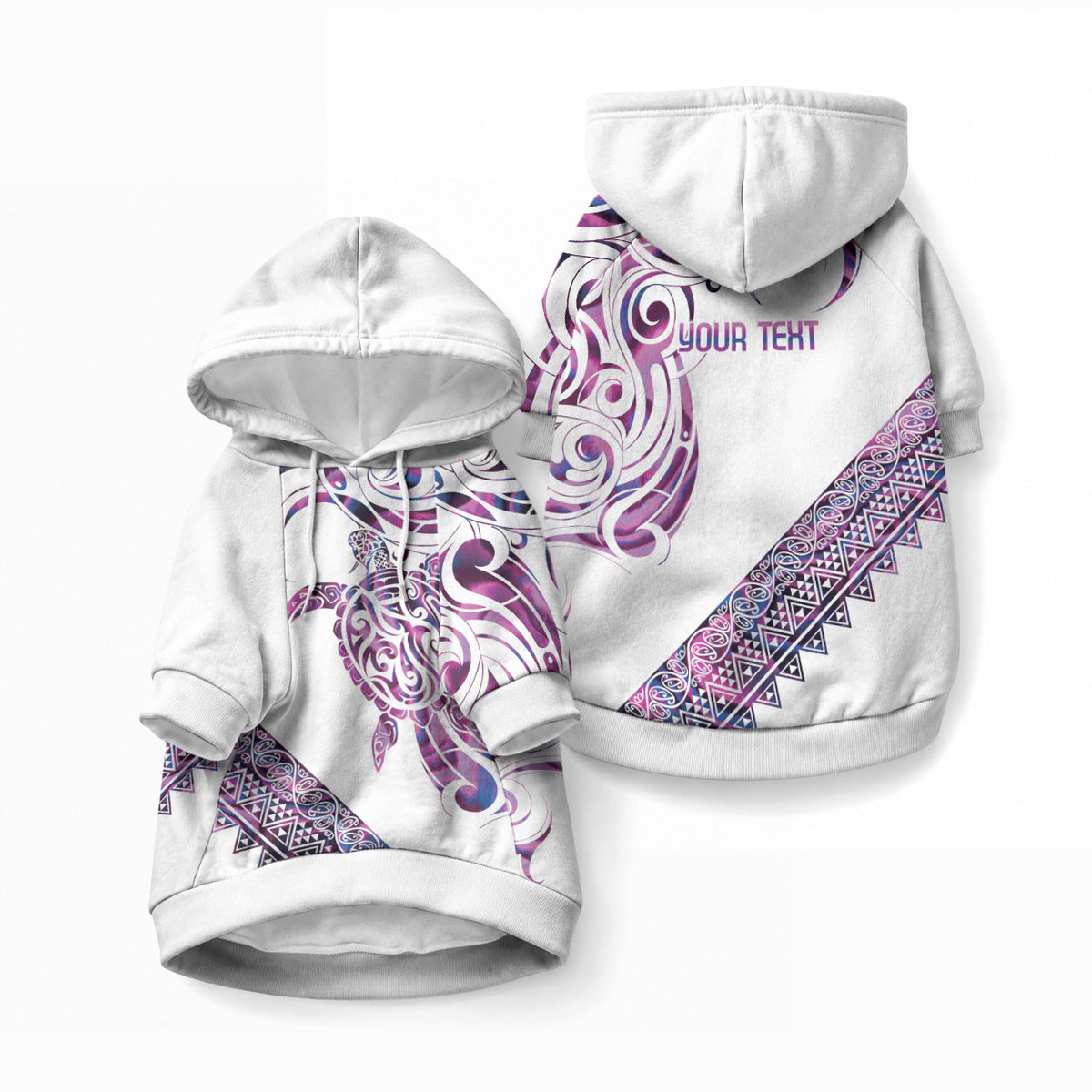 Mawhero Paua shell Kowhaiwhai Taniko Personalised Pet Hoodie Turtle Tattoo Maori Tribal Style