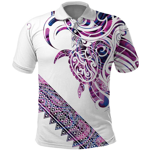 Mawhero Paua shell Kowhaiwhai Taniko Personalised Polo Shirt Turtle Tattoo Maori Tribal Style
