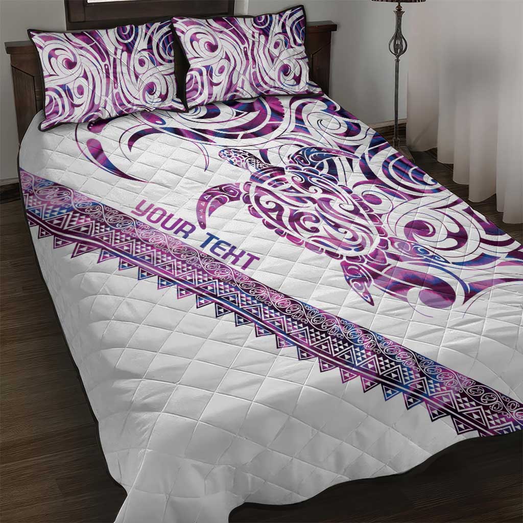 Mawhero Paua shell Kowhaiwhai Taniko Personalised Quilt Bed Set Turtle Tattoo Maori Tribal Style