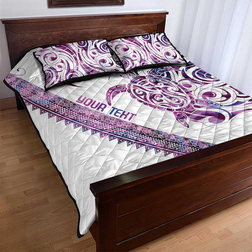 Mawhero Paua shell Kowhaiwhai Taniko Personalised Quilt Bed Set Turtle Tattoo Maori Tribal Style