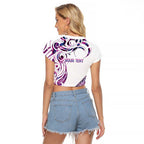 Mawhero Paua shell Kowhaiwhai Taniko Personalised Raglan Cropped T Shirt Turtle Tattoo Maori Tribal Style