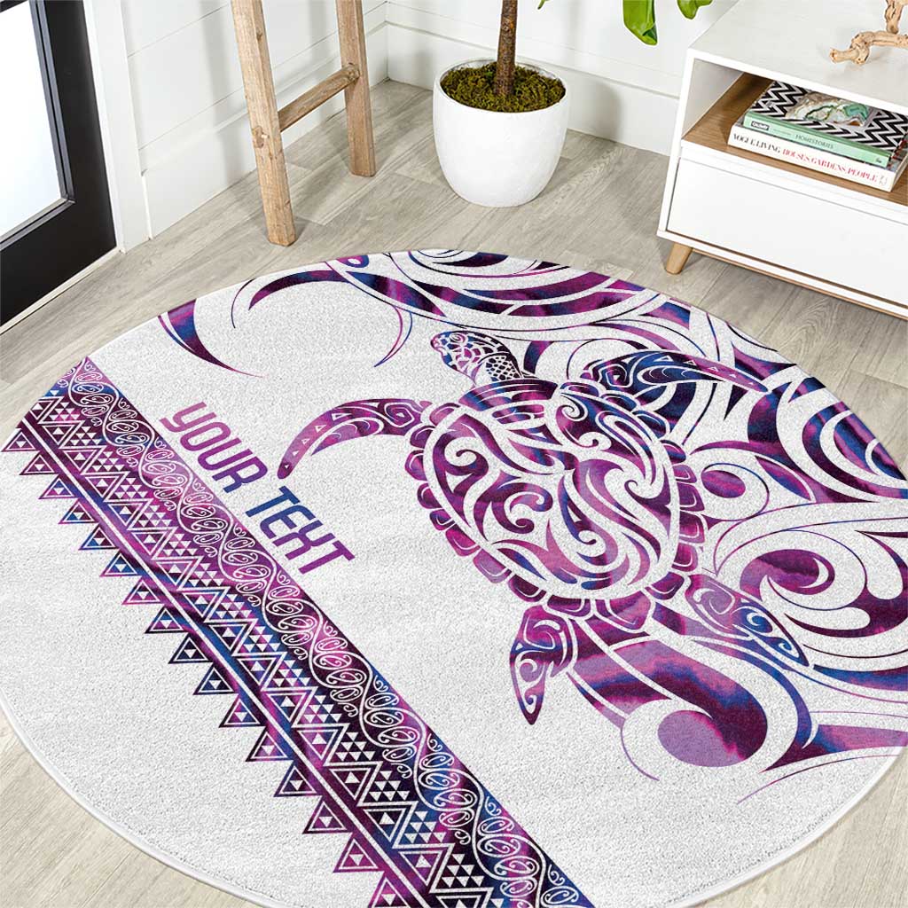 Mawhero Paua shell Kowhaiwhai Taniko Personalised Round Carpet Turtle Tattoo Maori Tribal Style