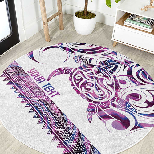 Mawhero Paua shell Kowhaiwhai Taniko Personalised Round Carpet Turtle Tattoo Maori Tribal Style
