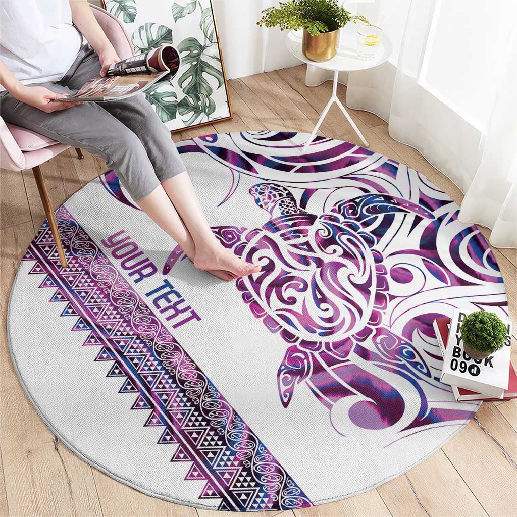 Mawhero Paua shell Kowhaiwhai Taniko Personalised Round Carpet Turtle Tattoo Maori Tribal Style