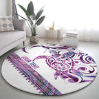 Mawhero Paua shell Kowhaiwhai Taniko Personalised Round Carpet Turtle Tattoo Maori Tribal Style