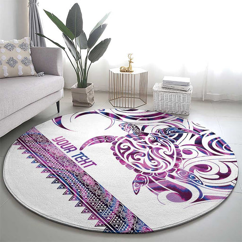Mawhero Paua shell Kowhaiwhai Taniko Personalised Round Carpet Turtle Tattoo Maori Tribal Style
