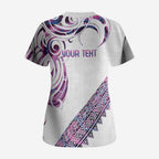 Mawhero Paua shell Kowhaiwhai Taniko Personalised Scrub Top Turtle Tattoo Maori Tribal Style