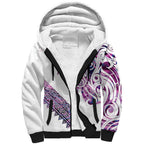 Mawhero Paua shell Kowhaiwhai Taniko Personalised Sherpa Hoodie Turtle Tattoo Maori Tribal Style