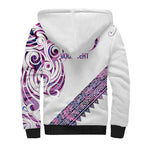 Mawhero Paua shell Kowhaiwhai Taniko Personalised Sherpa Hoodie Turtle Tattoo Maori Tribal Style