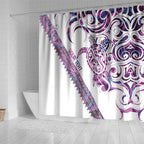 Mawhero Paua shell Kowhaiwhai Taniko Personalised Shower Curtain Turtle Tattoo Maori Tribal Style