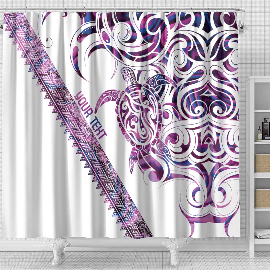 Mawhero Paua shell Kowhaiwhai Taniko Personalised Shower Curtain Turtle Tattoo Maori Tribal Style