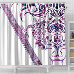 Mawhero Paua shell Kowhaiwhai Taniko Personalised Shower Curtain Turtle Tattoo Maori Tribal Style