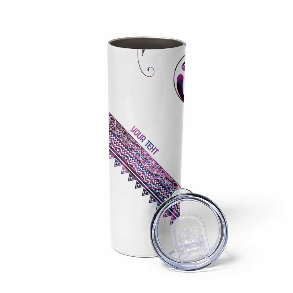 Mawhero Paua shell Kowhaiwhai Taniko Personalised Skinny Tumbler Turtle Tattoo Maori Tribal Style