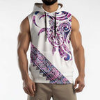 Mawhero Paua shell Kowhaiwhai Taniko Personalised Sleeveless Hoodie Turtle Tattoo Maori Tribal Style