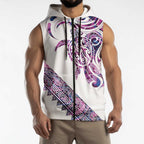 Mawhero Paua shell Kowhaiwhai Taniko Personalised Sleeveless Zip Hoodie Turtle Tattoo Maori Tribal Style