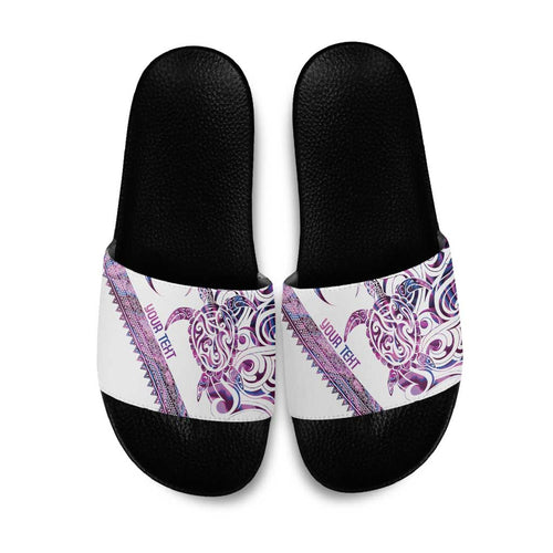 Mawhero Paua shell Kowhaiwhai Taniko Personalised Slide Sandals Turtle Tattoo Maori Tribal Style