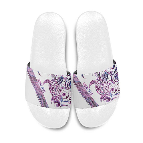 Mawhero Paua shell Kowhaiwhai Taniko Personalised Slide Sandals Turtle Tattoo Maori Tribal Style