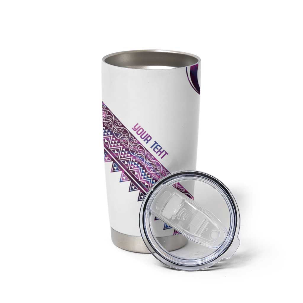 Mawhero Paua shell Kowhaiwhai Taniko Personalised Tumbler Cup Turtle Tattoo Maori Tribal Style