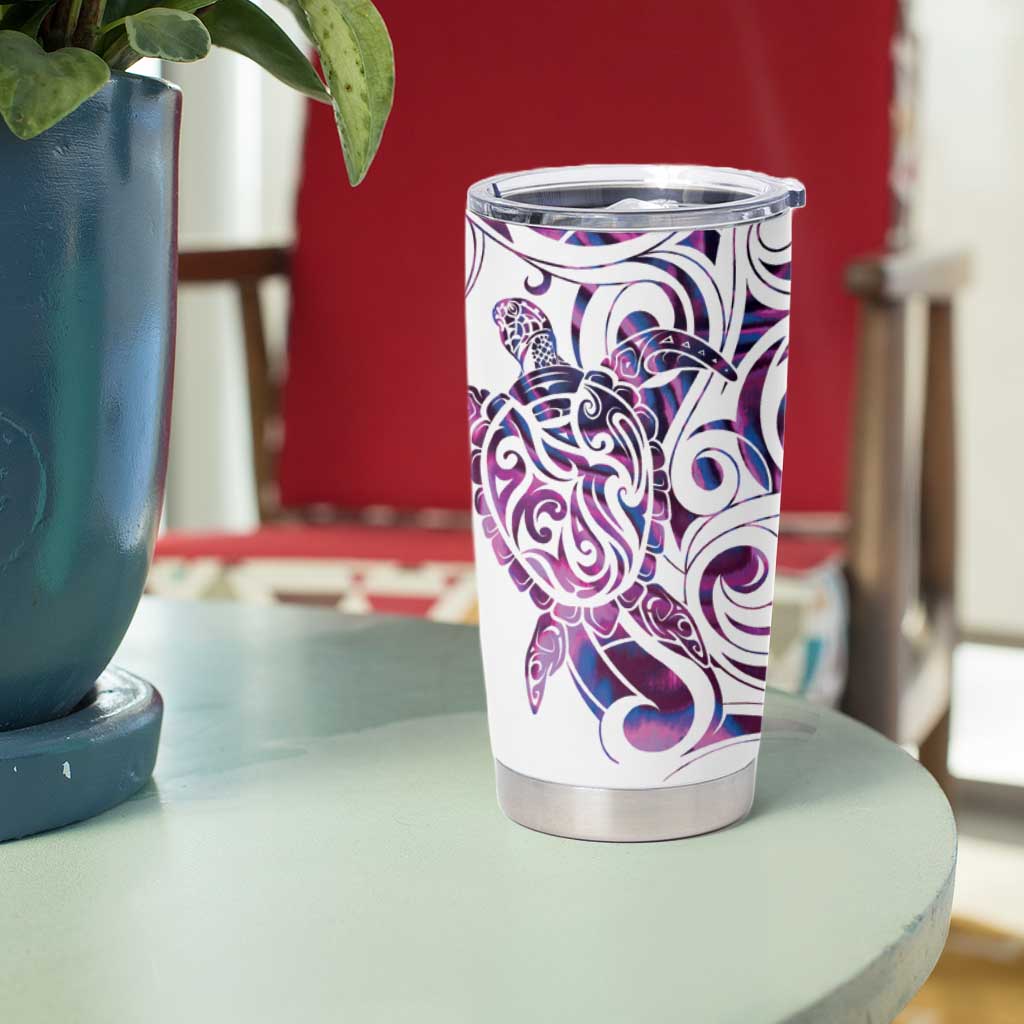 Mawhero Paua shell Kowhaiwhai Taniko Personalised Tumbler Cup Turtle Tattoo Maori Tribal Style