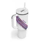 Mawhero Paua shell Kowhaiwhai Taniko Personalised Tumbler With Handle Turtle Tattoo Maori Tribal Style