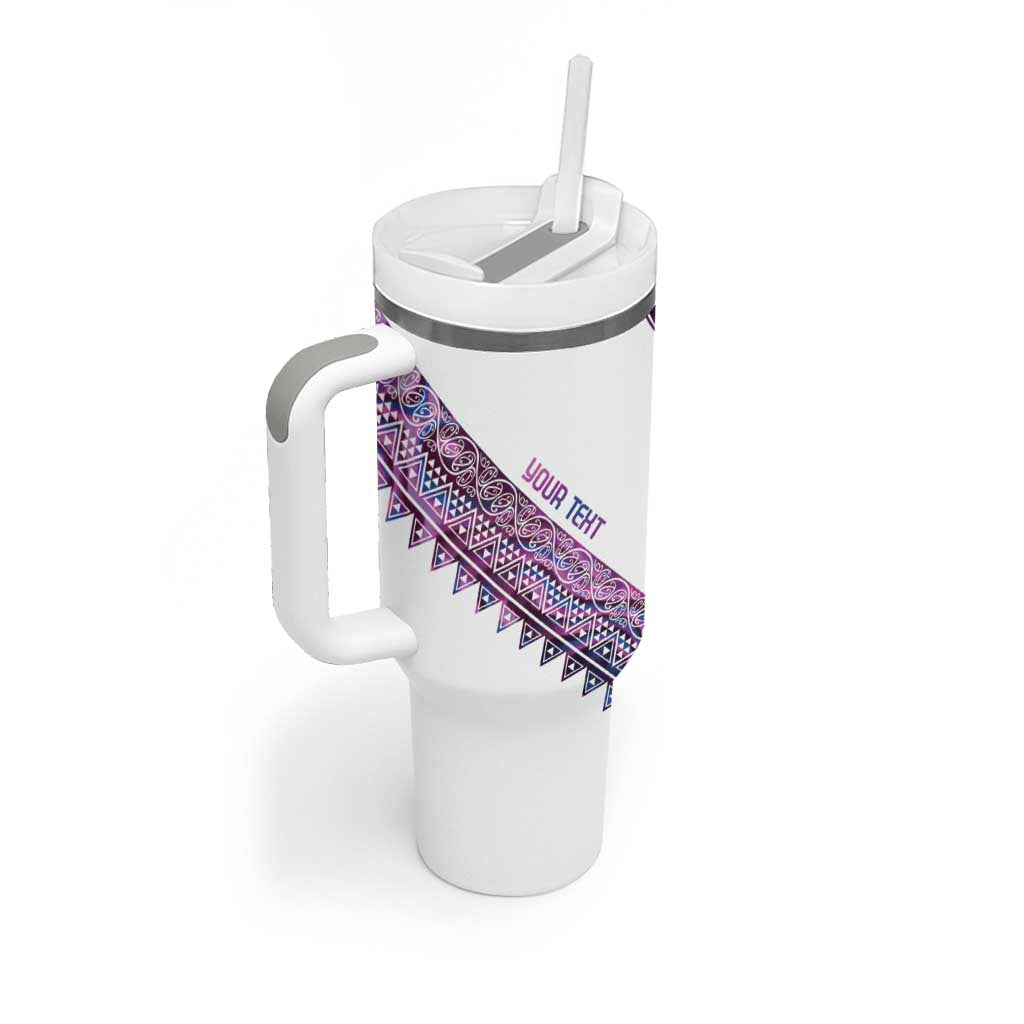 Mawhero Paua shell Kowhaiwhai Taniko Personalised Tumbler With Handle Turtle Tattoo Maori Tribal Style